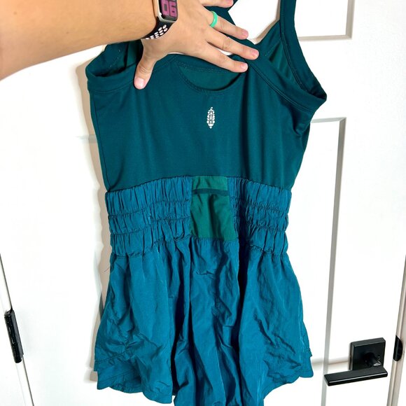Free People Movement Teal Green Way Home Skortsie Athleisure Romper Sz Large - Picture 4 of 7